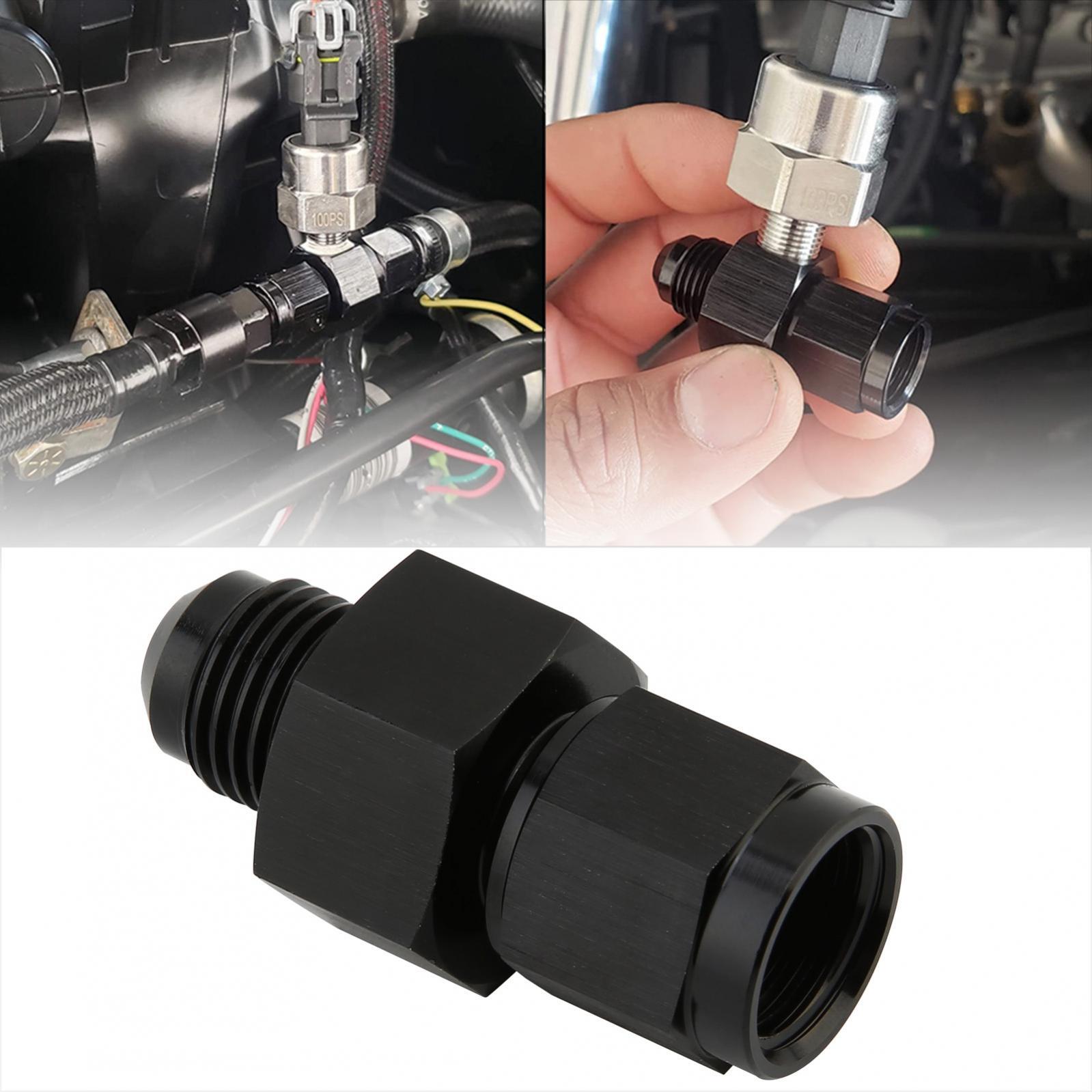 6AN Fuel Pressure Take Off Fitting – Aluminum Black AN6 Male To Female With 1/8 NPT Port