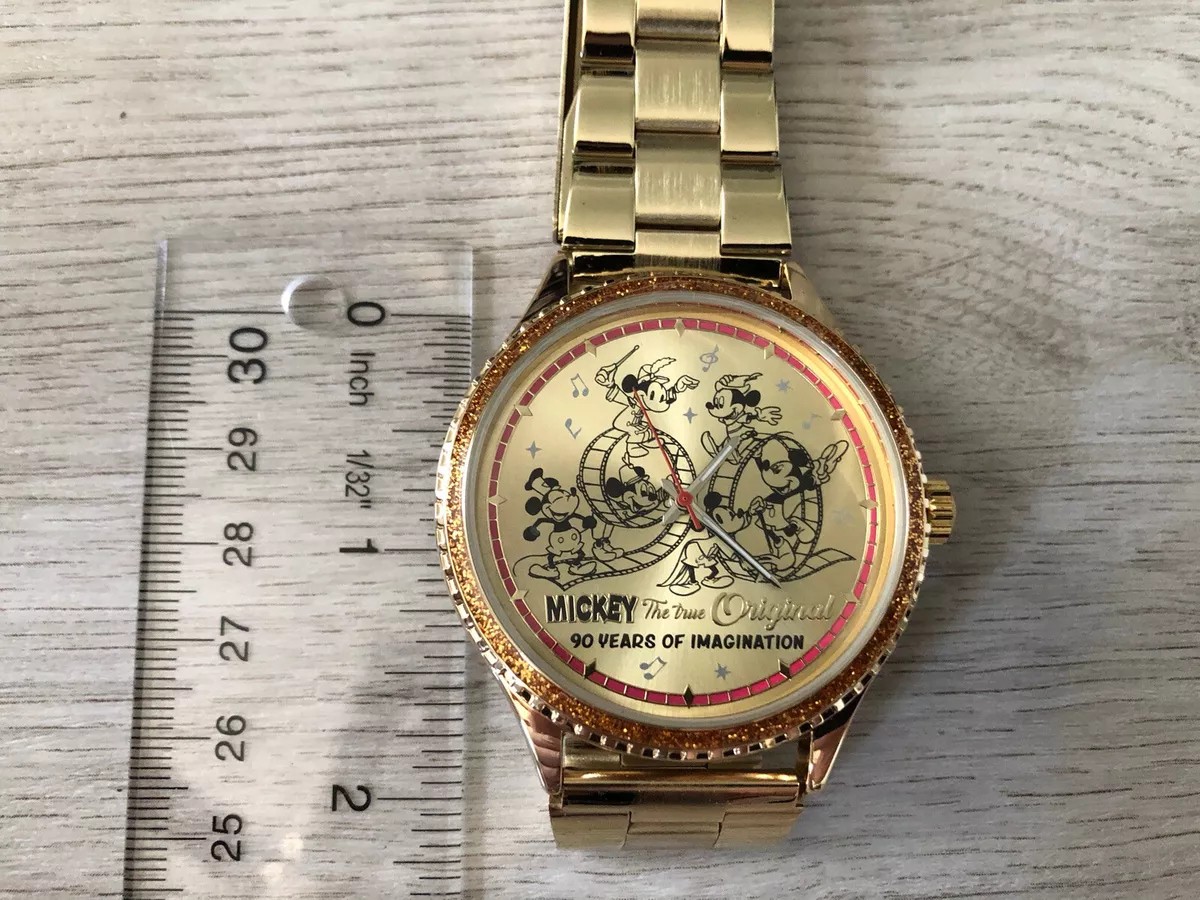 SEGA Mickey Mouse 90th Anniversary premium glitter Wrist Watch gold color Ver