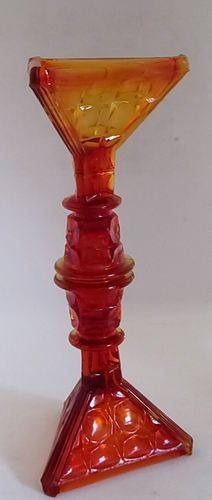 Vintage Set of 2 Indiana Glass Tiara Amberina Sunset Constellation Candleholders - Picture 3 of 10