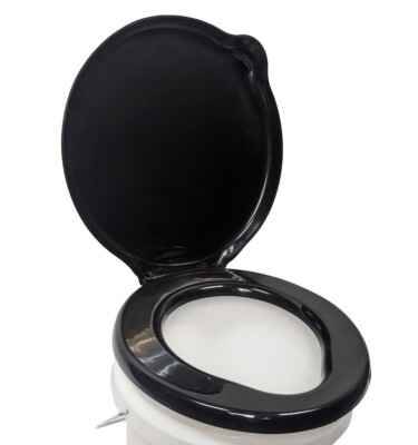 Portable Toilet Seat for 5 Gal Buckets with Lid Black Plastic Camping Outdoors