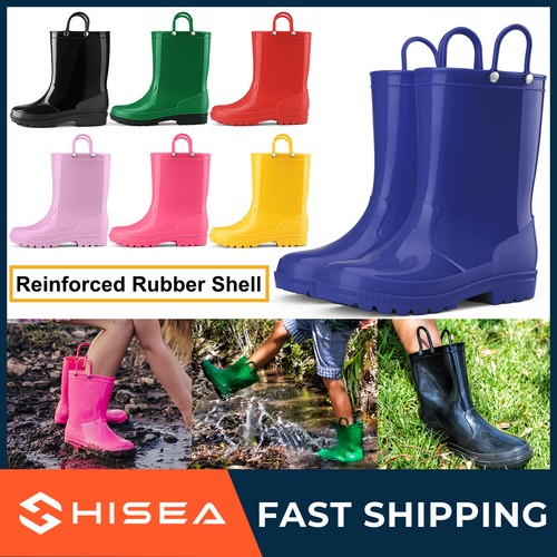 HISEA Toddler Kids Boy Girl Waterproof PVC Rain Boot Outdoor Playing Mud Wellies