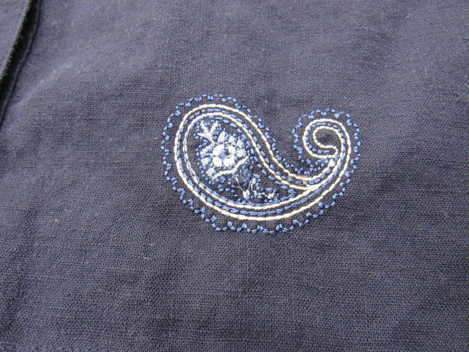 Blusa Blair Boutique Mujer M [40 Busto 24L] Azul Botón Lino Blnd Bordada Foto 3 de 4