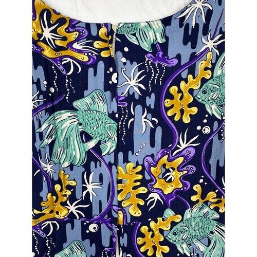 Reyn Spooner Women's Sz S  Dress Hawaiian Midi Traditionals Fish Blue Beach - Picture 6 of 9