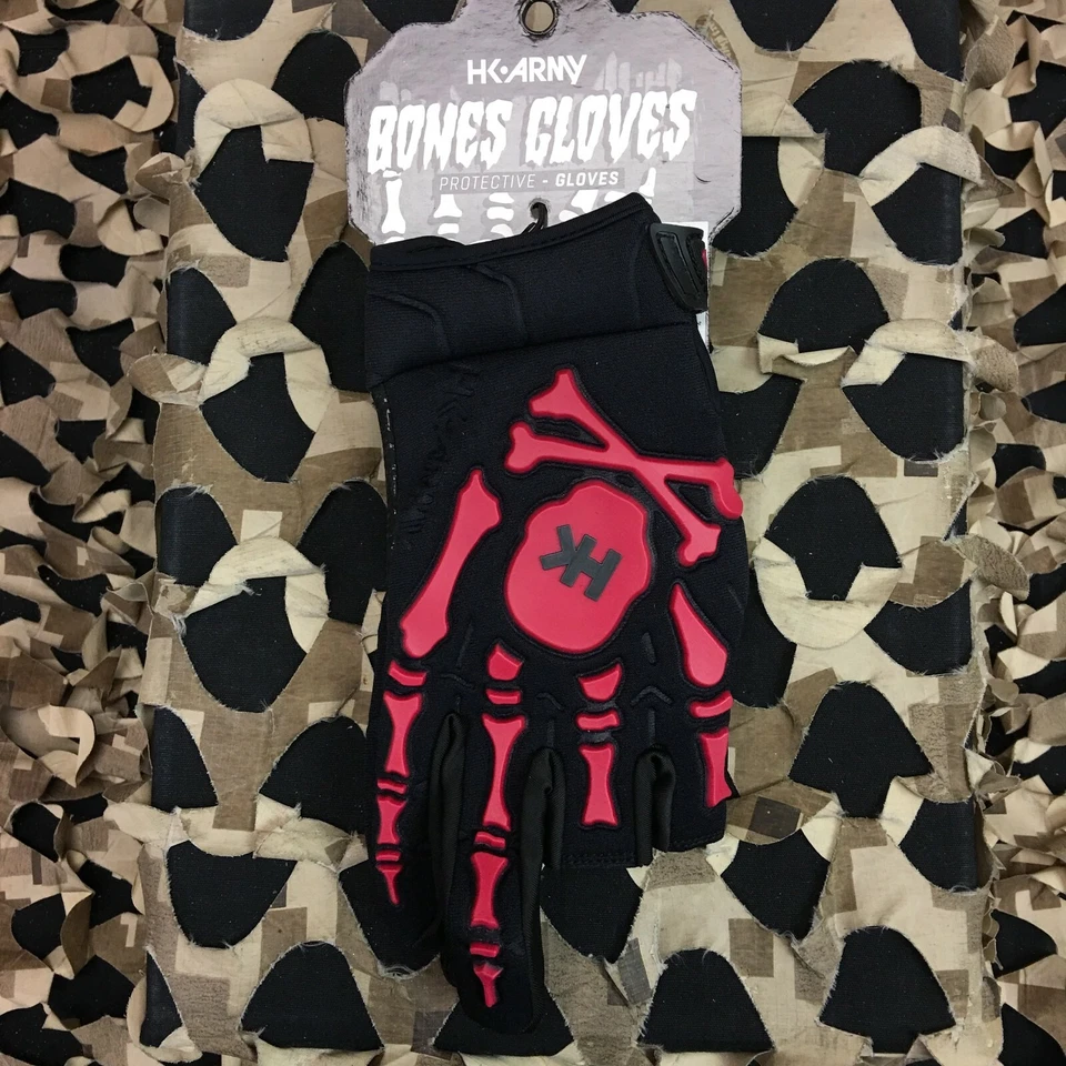 Nuevos guantes de paintball MEDIANOS HK Army Bones - negros/rojos Foto 2 de 4
