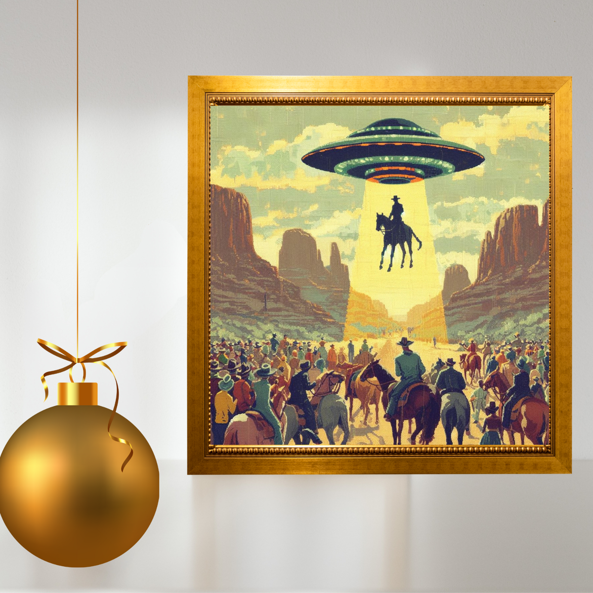 Retro Futurism Print: 1950s Drive-In Theater with UFO in