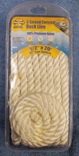 Invincible Marine BR52833 1/2"x20' 3-Strand Twisted Dock Line High Tenacity NEW