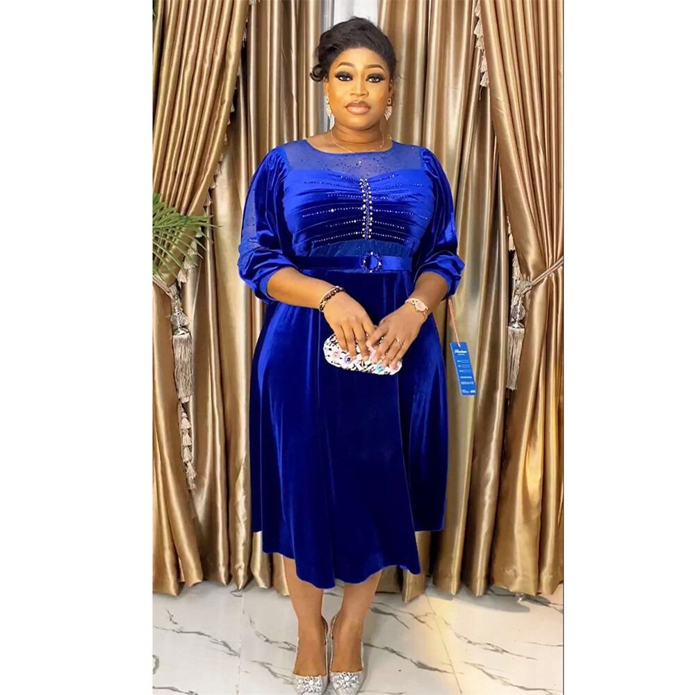African Women Velvet Long Dress Plus Size Formal Party Gown Cocktail Prom  Dress | eBay