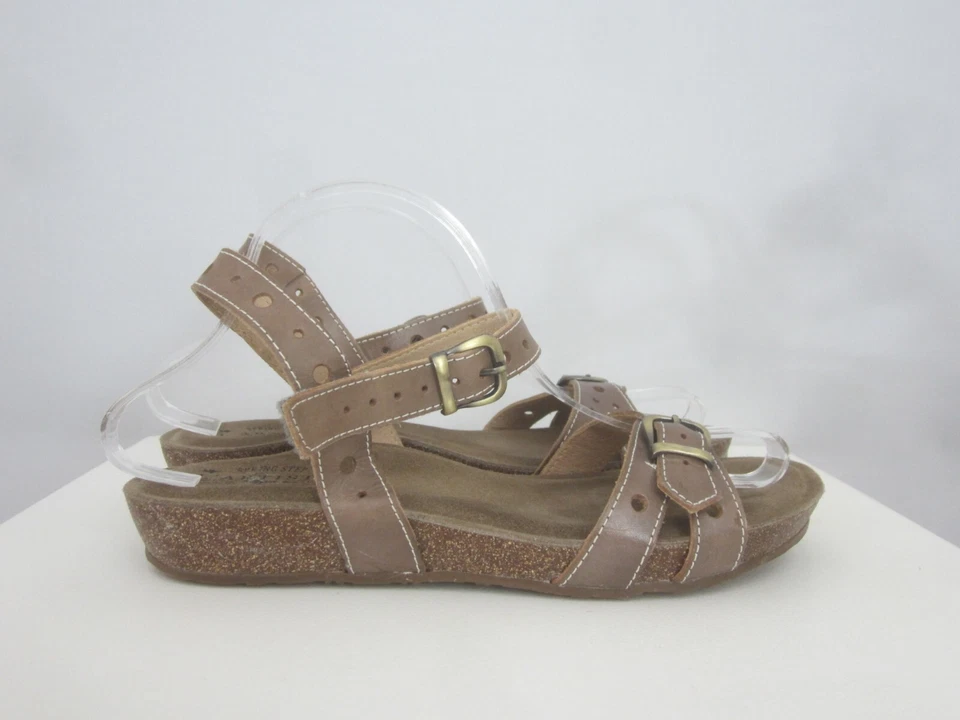 Springstep L Artiste Womens 9 Techinc Taupe Gray Leather Ankle Strap Sandals 40 - Image 3 of 4