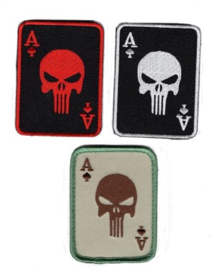 PLAYING CARDS ACE SKULL PATCH 3PC [HOOK FASTNER ] [NEW]