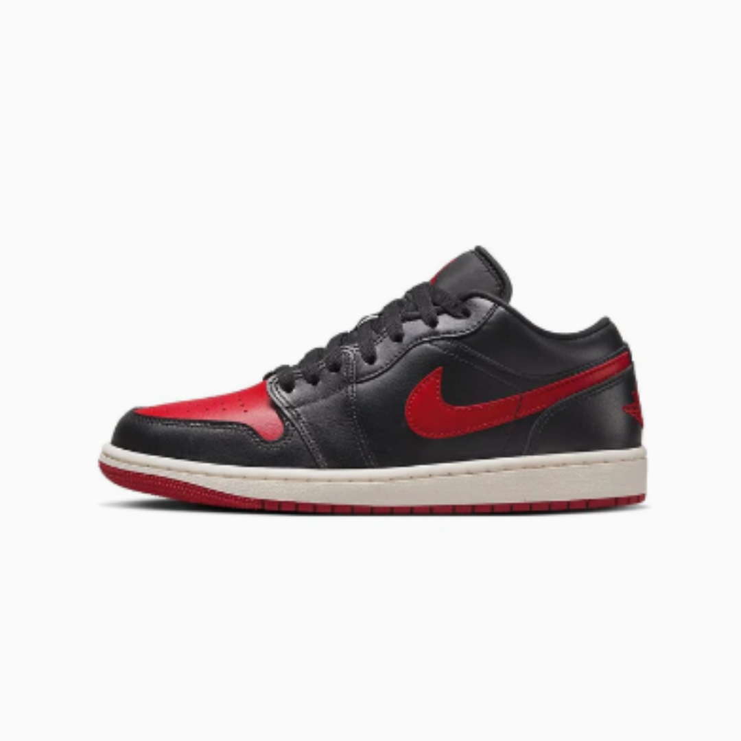 Nike Air Jordan 1 Low Shoes Bred Sail Black Red DC0774-061 Womens