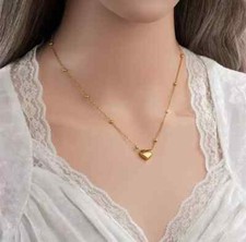 Womens 18K Gold Plated stainless steel dainty heart shaped chain necklace/clasp