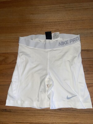 Nike Pro Shorts Medium Dri Fit White with Padding 13 inches Sliding Shorts