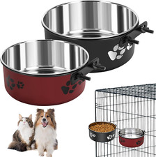 2 Pack Kennel Bowls Mountable Stainless Steel Crate Bowls for Dogs No Spill