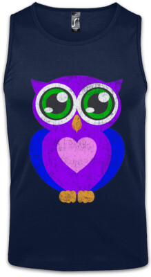 Comic Owl Herren Tank Top Eule Cartoon Cute Hipster Indie Electro Tattoo