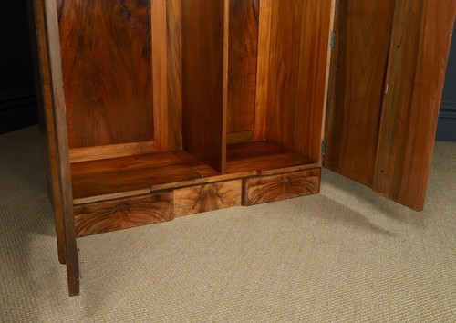 Art Deco Walnut Two Door Wardrobe Armoire Tallboy Compactum Closet Robe c. 1930 - Picture 13 of 23