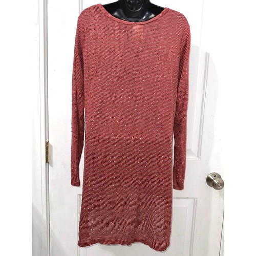 Vocal Apparel womens crystal stud embellished rust hi low shirt tunic sweater L - Picture 4 of 6