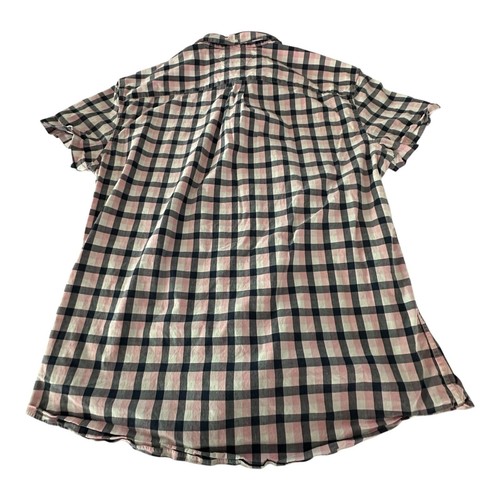 Tommy Hilfiger Shirt Men 2XL Button Down Blue Pink Plaid Custom Short Sleeve Vtg - Picture 3 of 13