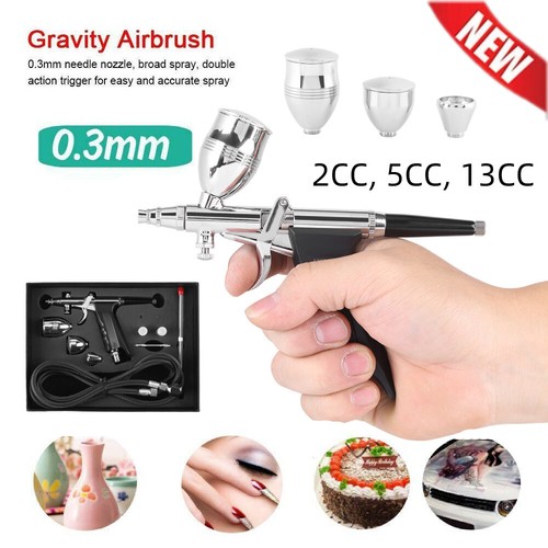 Dual Action Airbrush Kit 0.3/0.5/0.8mm Airbrush Spray Gun Paint Nail Art Tattoo - Photo 1/12