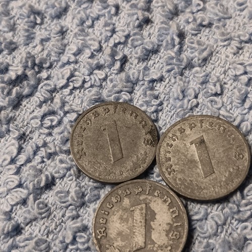 3 Damaged World War 2 1 Reichspfennig ,Germany , See Photos!! - Picture 16 of 17