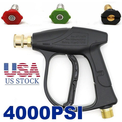#ad 1 2pcs 1 4quot; High Pressure Washer Gun 4000 PSI Car Wash Foam Spray Short Wand US $10.79