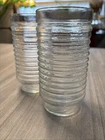 Vtg Anchor Hocking AG1-1 Clear Ribbed Glass Manhattan Tumblers MCM Cups Barware