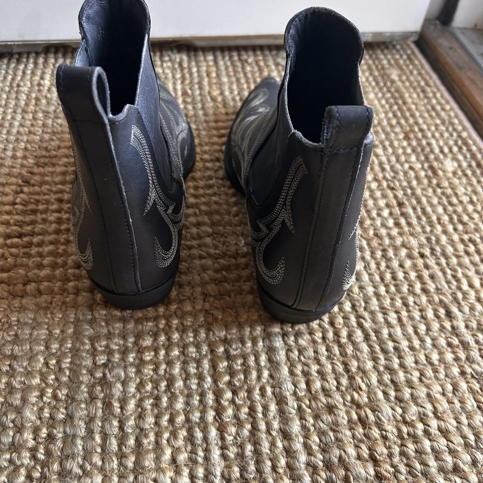 Botines de vaquero Free People para mujer de cuero negro bordados talla 40 Foto 2 de 4