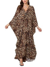 Cheetah Print Plus Size Kaftan Dress Women, Moo Moo Caftan, Batwing Dress,Bea...
