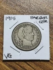 1915 P Barber Silver Quarter VG Very Good Condition U.S. 25c Coin (Raw13703)