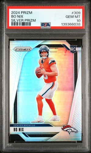 BO NIX 2024 PANINI PRIZM SILVER ROOKIE RC #309 PSA 10 GEM MINT! BRONCOS OREGON!