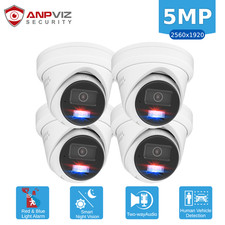 Anpviz 5mp Poe Ip Camera Strobe Red Blue Light Smart Color Night Vision 4pcs