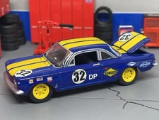 1960-1964 Chevy Corvair Sunoco Race Car Blue/Yellow 1/64 Scale