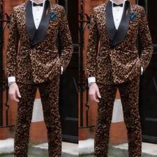 Casual Men's Leopard Print Suit for Prom Shawl Lapel 2Pcs Wedding Streetshot