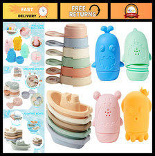 15PCS Baby Bath Toys Set - Mold Free, Floating Boats, Stacking Spoons for Toddle