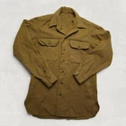 Vintage 1940s WWII US Army Wool Military Field Shirt Size 14.5-33 Olive Green