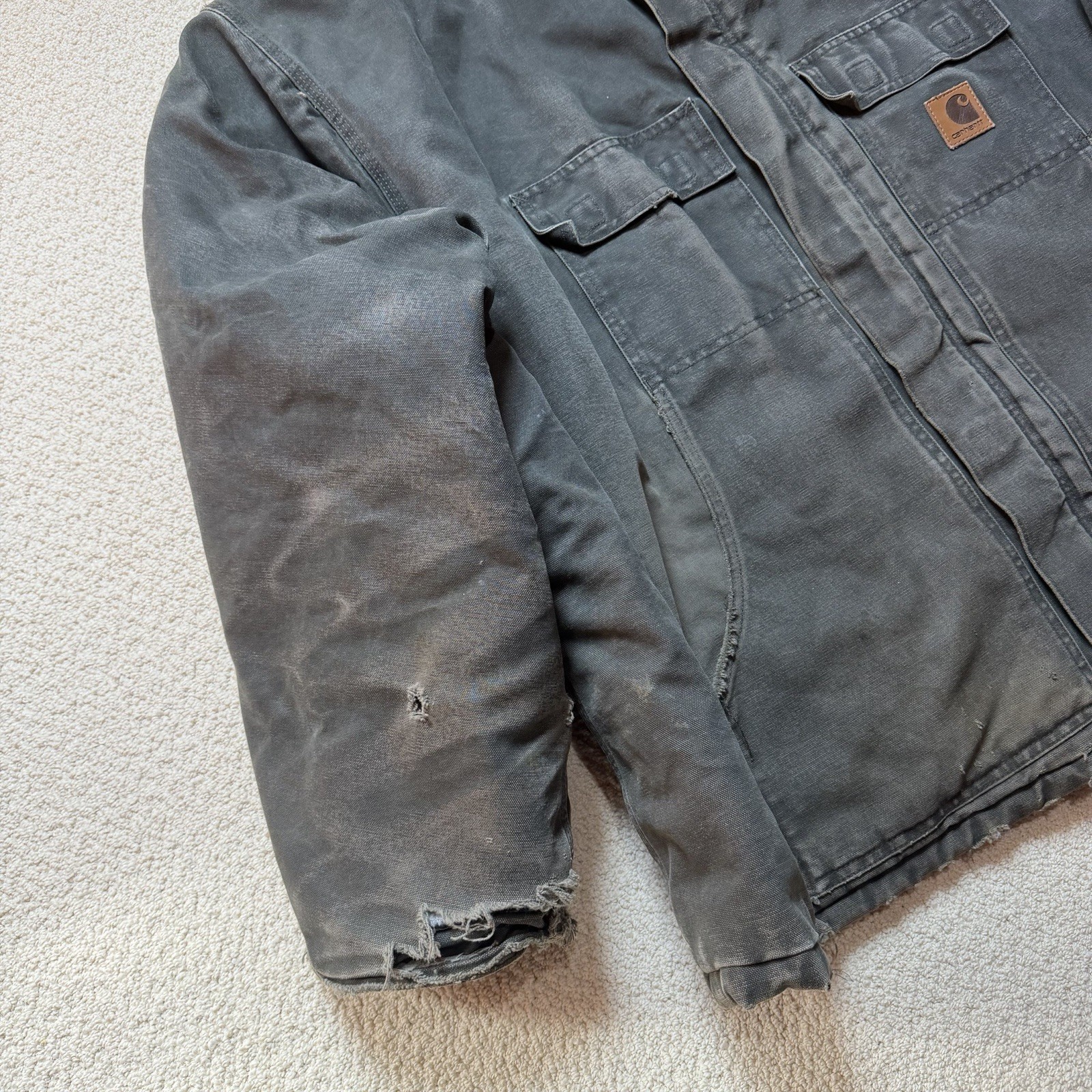 Vintage Carhartt Men's 5XL Moss Green Canvas Workwear Arctic Coat Jacket C26 MOS thumbnail 7