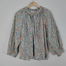Rails Amal Cassia Floral Multicolor Balloon Raglan Size S Pullover Blouse Top