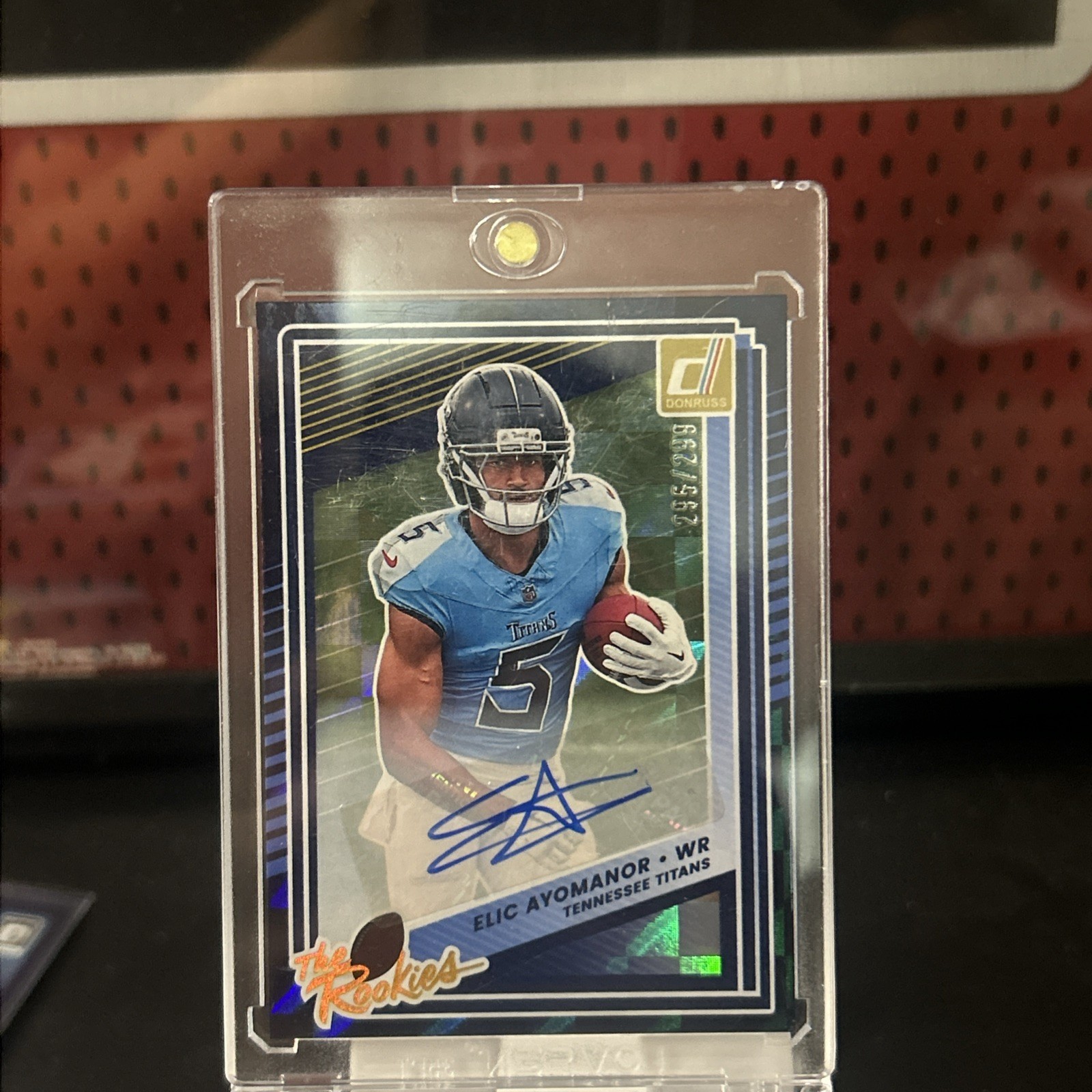 2025 Donruss The Rookies Elic Ayomanor Auto /299 #37 RC Blue Checkerboard