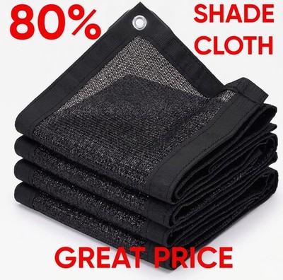 80% Black Sunblock Shade Cloth Taped Edge w/ Grommets UV Resistant Shade Net