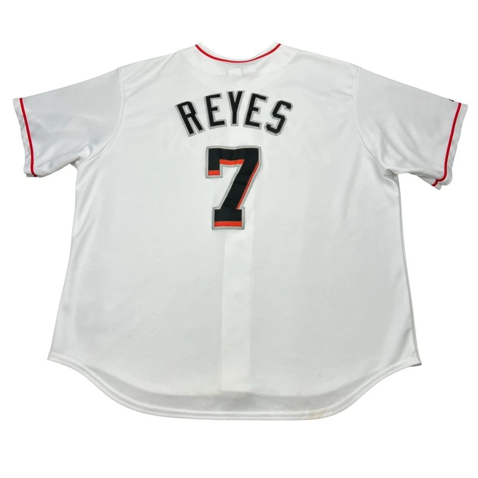 Majestic 迈阿密马林鱼队球衣男式 2XL 白色 7 雷耶斯 MLB 棒球队运动 — 第 2/4 张图片
