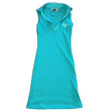 Reclaimed Vintage Sleeveless Ribbed Mini Dress Turquoise Size UK 8