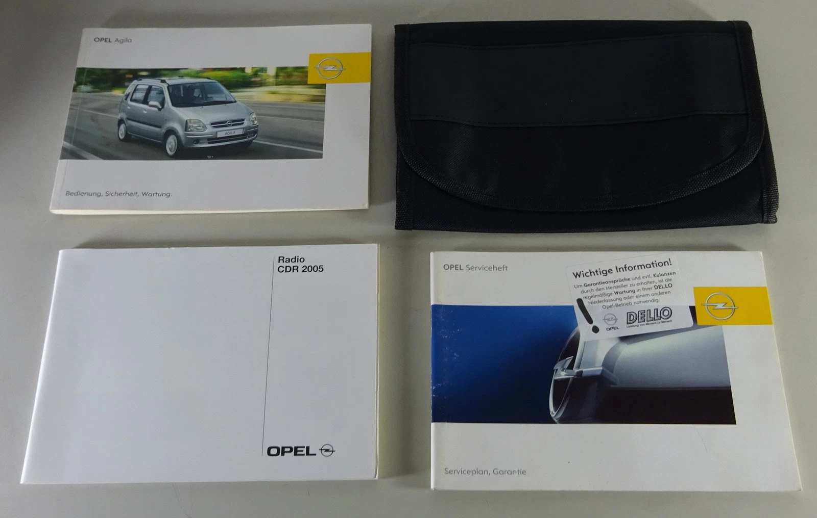 Opel Agila Owner's Manual Folder With Operating Instructions 08/2003