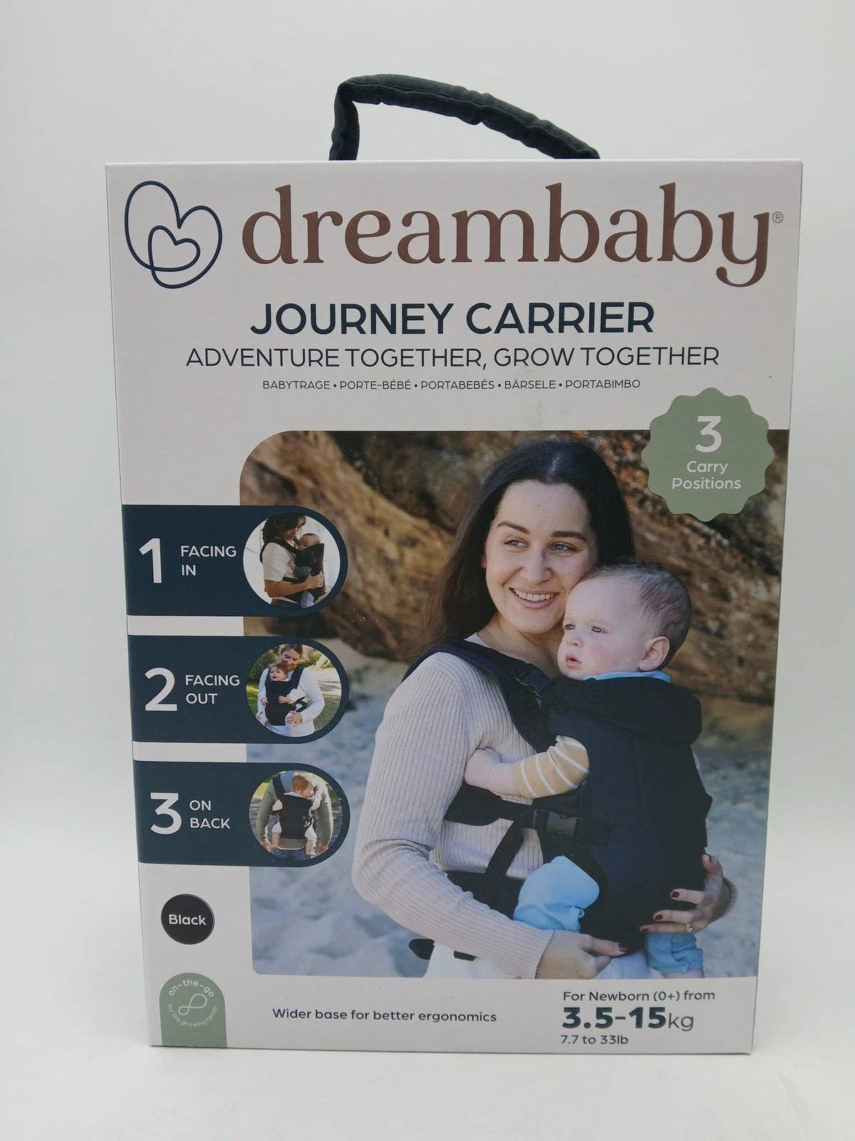 Dreambaby Journey Carrier 3 Carry Positions Ergonomic Design Black