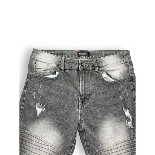Southpole Herren dunkelgrau distressed Biker Skinny Stretch Jeans Größe 32 (31 x 31) - Bild 7 von 14
