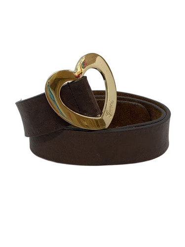 GUCCI Y2K Heart Buckle Old Gucci Belt Leather BRW Women's 211551