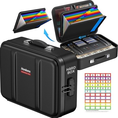 Fireproof Document Box, Hard Case Fireproof Document Organizer with Lock, Water 