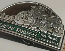 Belt Buckle American Farmers "Feeds The World" Tractor Vintage Western Wear