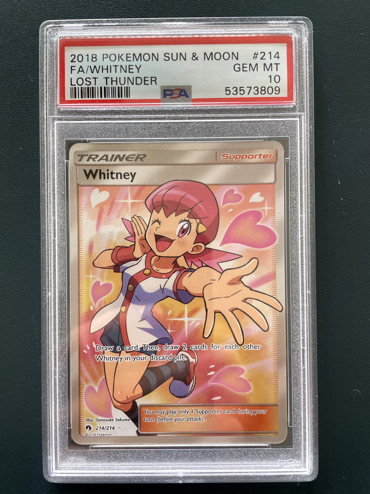 Pokémon TCG Whitney 214/214 PSA 10 GEM MINT Full Art 2018 Lost Thunder Rare