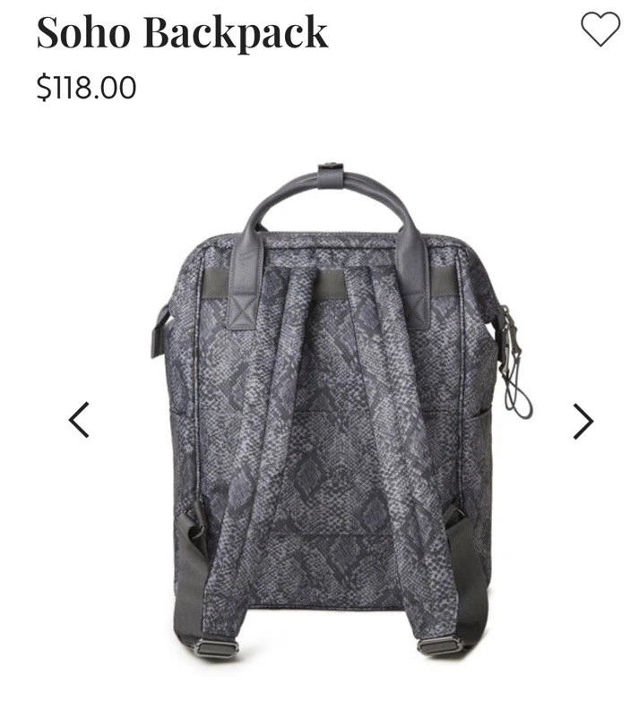 Mochila Baggallini Soho cinza falsa píton roupa de trabalho de viagem usada boa!!  - Imagem 4 de 4