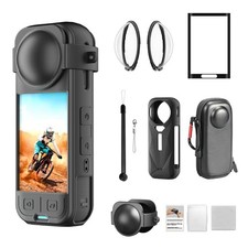 Black Camera Accessory Kit, Insta 360 X5, Lens Guards, Silicone Case, Unisex