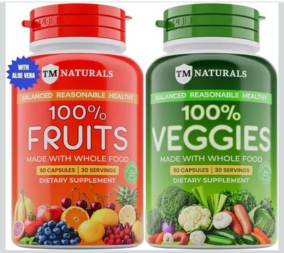 TM Naturals Fruit and Veggies Supplement Vitamins for Men and Women -(Pack of 2)